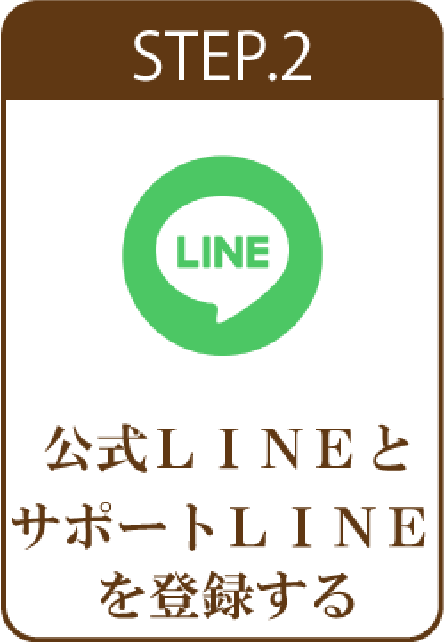 STEP.2 公式LINEとサポートLINEを登録する。